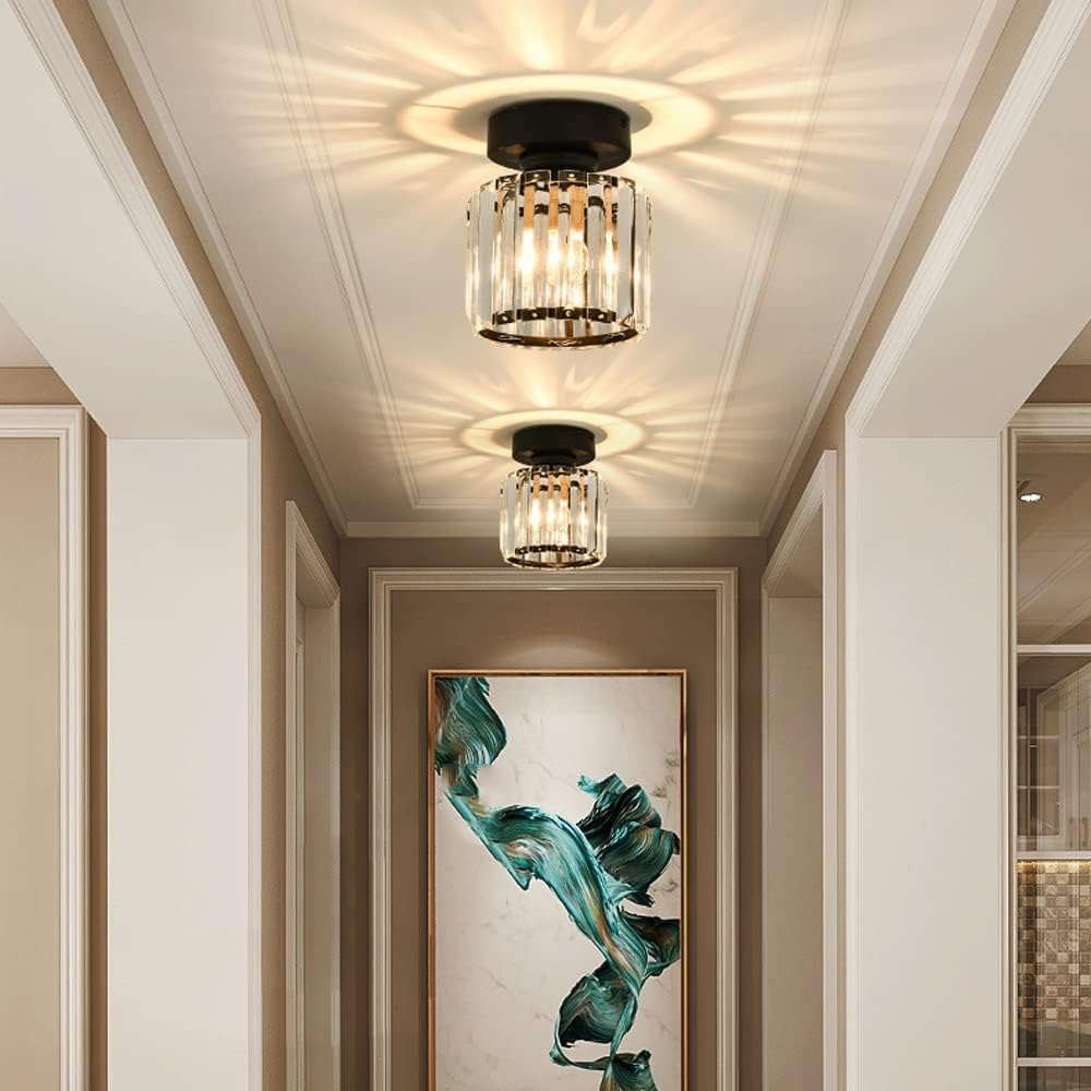 Nowoczesna lampa sufitowa z kryształami - CrystalGlow-Czarny-Kwadrat-Trend Polska