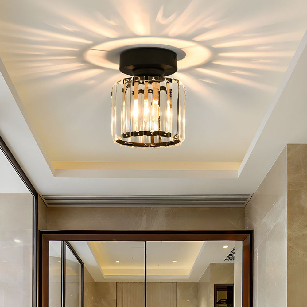 Nowoczesna lampa sufitowa z kryształami - CrystalGlow-Czarny-Kwadrat-Trend Polska