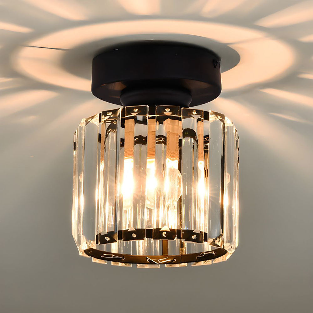 Nowoczesna lampa sufitowa z kryształami - CrystalGlow-Czarny-Kwadrat-Trend Polska