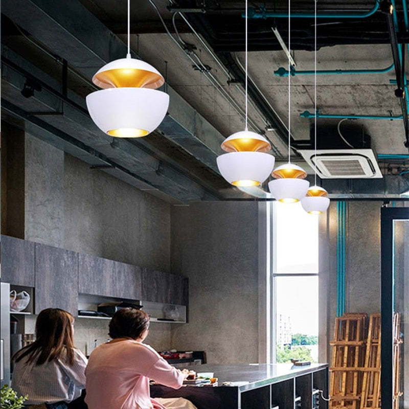 Nowoczesna lampa wisząca LED - AstraGlow-Biały-Mały (25cm)-Trend Polska
