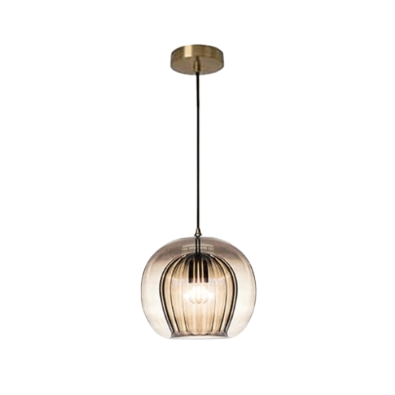 Nowoczesna lampa wisząca z aluminium i szkła - LumaLite-Koniak-Zimna Biała-Trend Polska