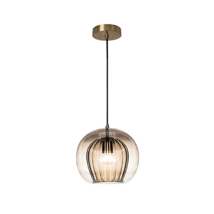 Nowoczesna lampa wisząca z aluminium i szkła - LumaLite-Koniak-Zimna Biała-Trend Polska