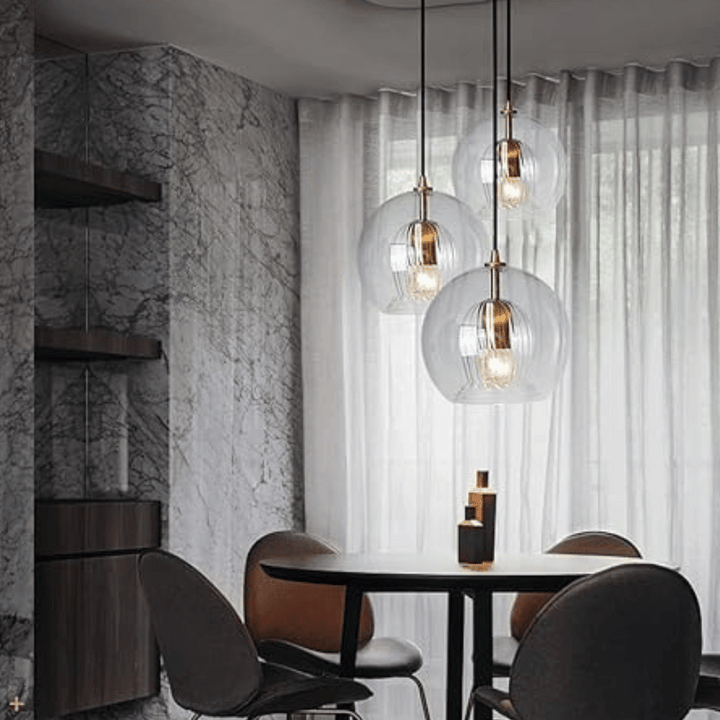 Nowoczesna lampa wisząca z aluminium i szkła - LumaLite-Przezroczysty-Neutralna biel-Trend Polska