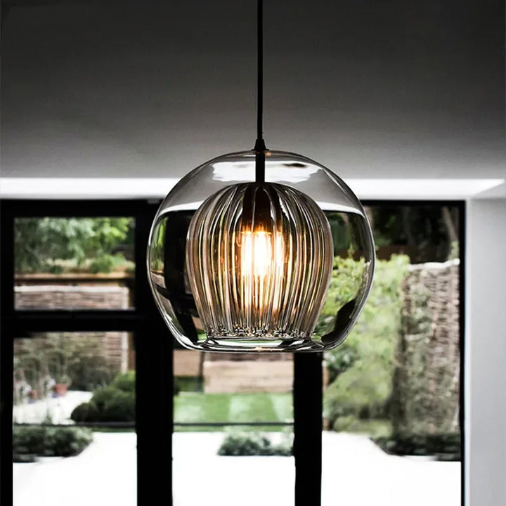 Nowoczesna lampa wisząca z aluminium i szkła - LumaLite-Przezroczysty-Neutralna biel-Trend Polska