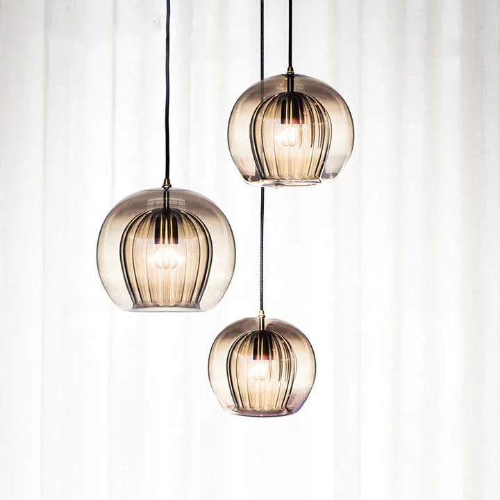 Nowoczesna lampa wisząca z aluminium i szkła - LumaLite-Przezroczysty-Neutralna biel-Trend Polska