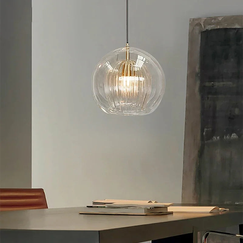 Nowoczesna lampa wisząca z aluminium i szkła - LumaLite-Przezroczysty-Neutralna biel-Trend Polska