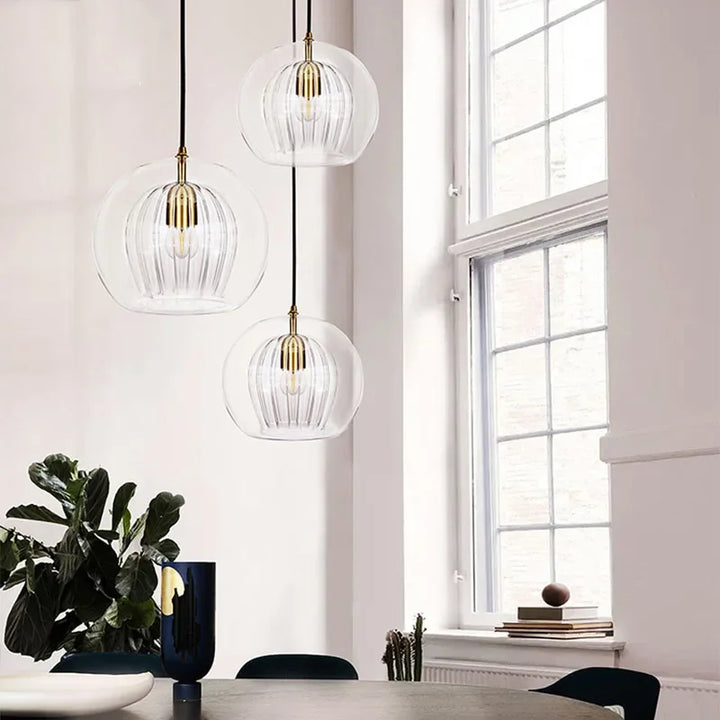 Nowoczesna lampa wisząca z aluminium i szkła - LumaLite-Przezroczysty-Neutralna biel-Trend Polska