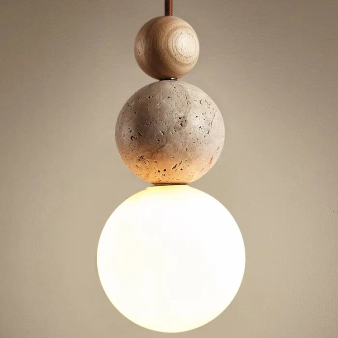 Nowoczesna lampa wisząca z trawertynu i mahoń - NaturaLuxe-creme-białe-bez-Trend Polska