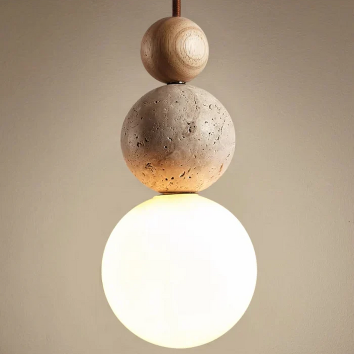 Nowoczesna lampa wisząca z trawertynu i mahoń - NaturaLuxe-creme-białe-bez-Trend Polska
