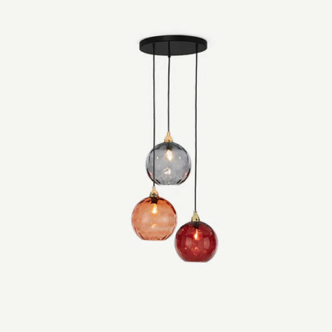 Nowoczesna lampa wisząca z trzema lampami - Cascade-czerwony-Runda-Trend Polska