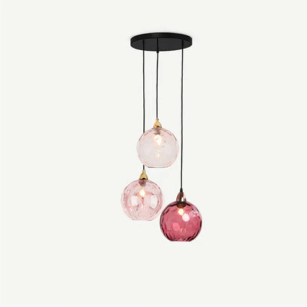 Nowoczesna lampa wisząca z trzema lampami - Cascade-róża-Runda-Trend Polska