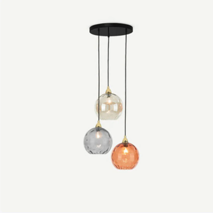 Nowoczesna lampa wisząca z trzema lampami - Cascade-szary-Runda-Trend Polska
