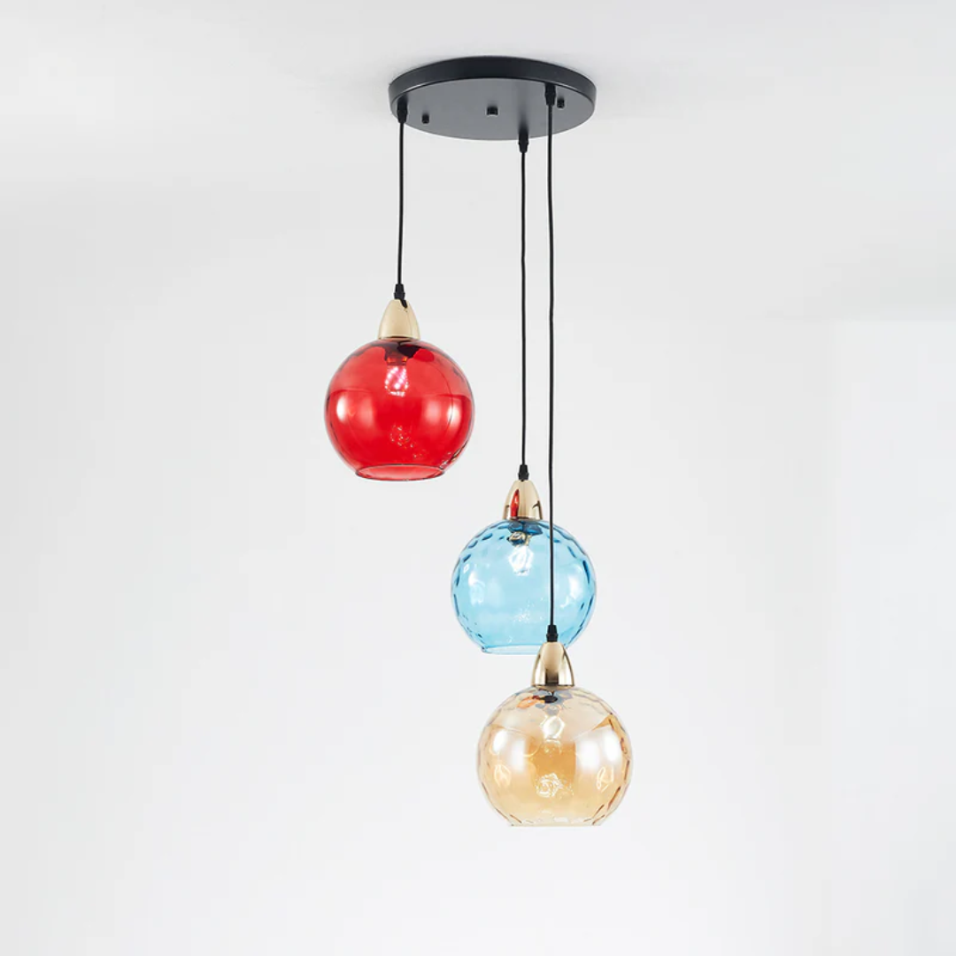 Nowoczesna lampa wisząca z trzema lampami - Cascade-róża-Runda-Trend Polska