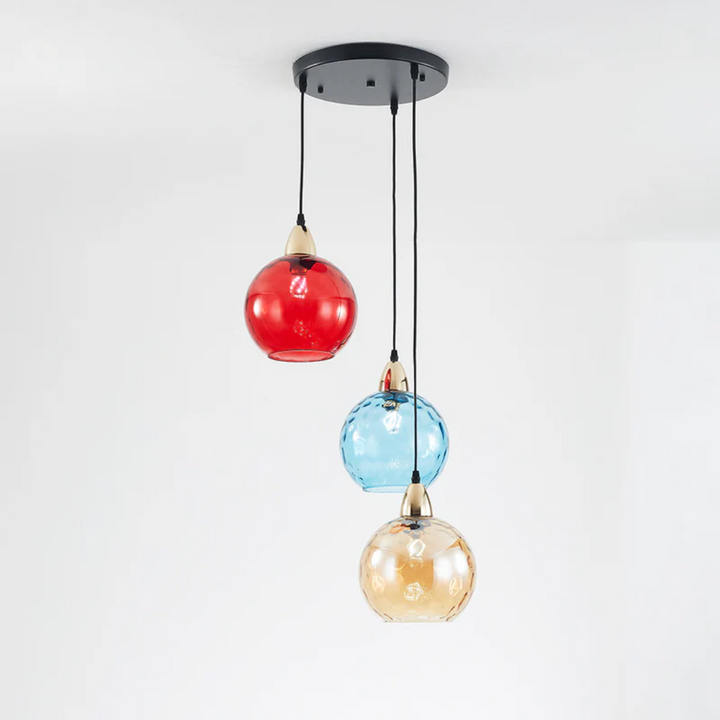 Nowoczesna lampa wisząca z trzema lampami - Cascade-róża-Runda-Trend Polska