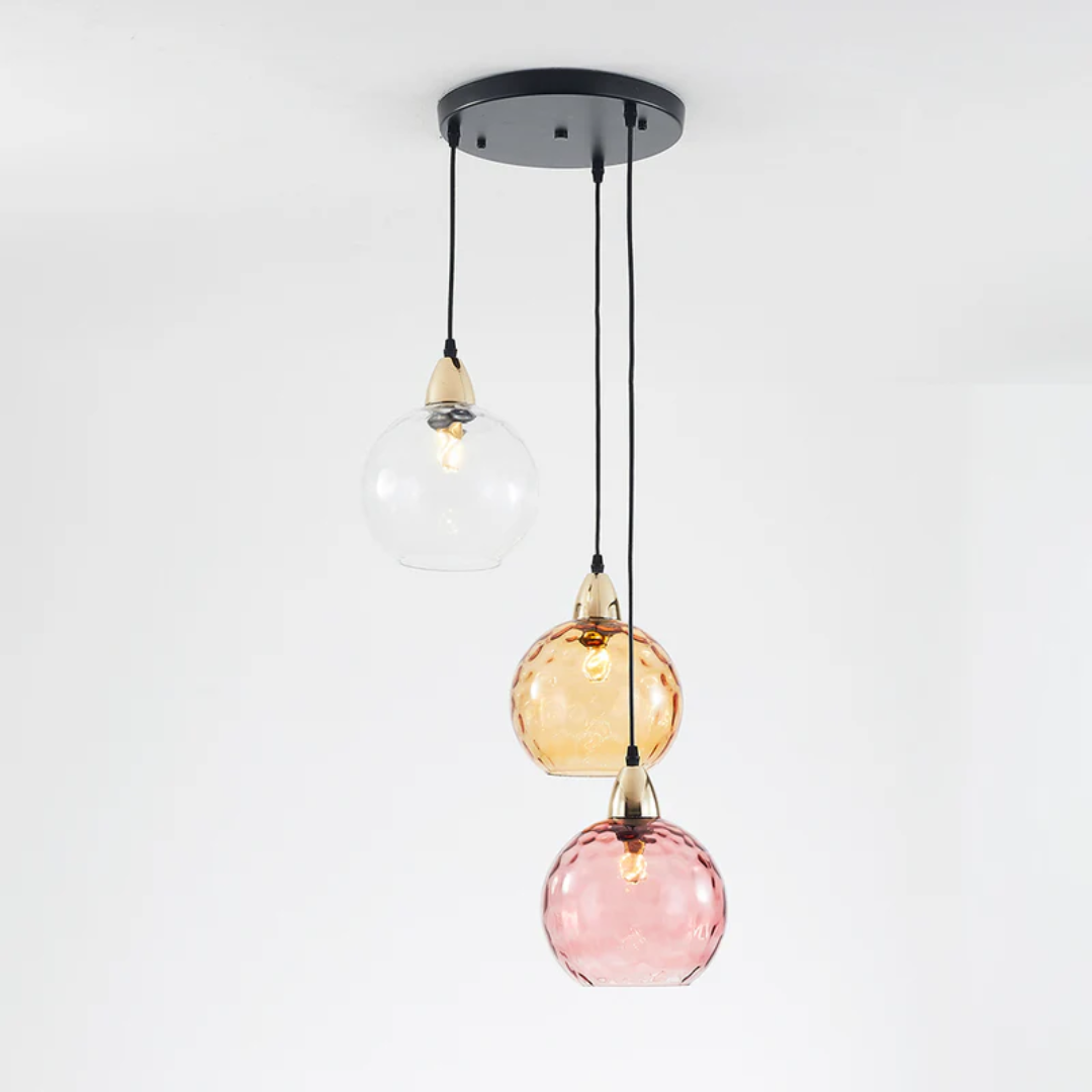 Nowoczesna lampa wisząca z trzema lampami - Cascade-róża-Runda-Trend Polska