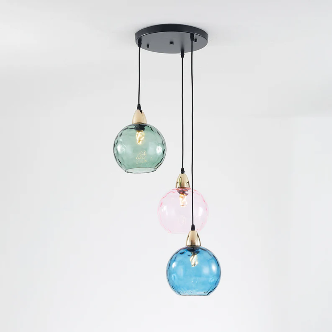 Nowoczesna lampa wisząca z trzema lampami - Cascade-róża-Runda-Trend Polska