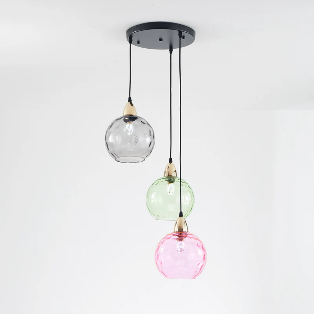 Nowoczesna lampa wisząca z trzema lampami - Cascade-róża-Runda-Trend Polska