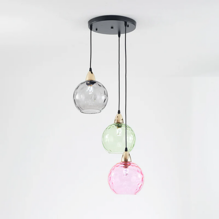 Nowoczesna lampa wisząca z trzema lampami - Cascade-róża-Runda-Trend Polska