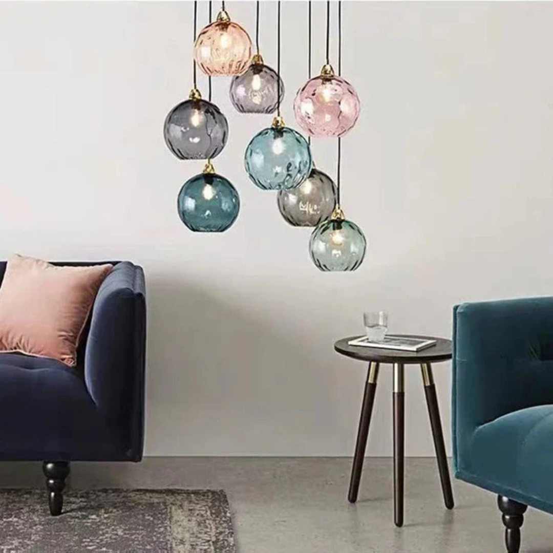 Nowoczesna lampa wisząca z trzema lampami - Cascade-róża-Runda-Trend Polska