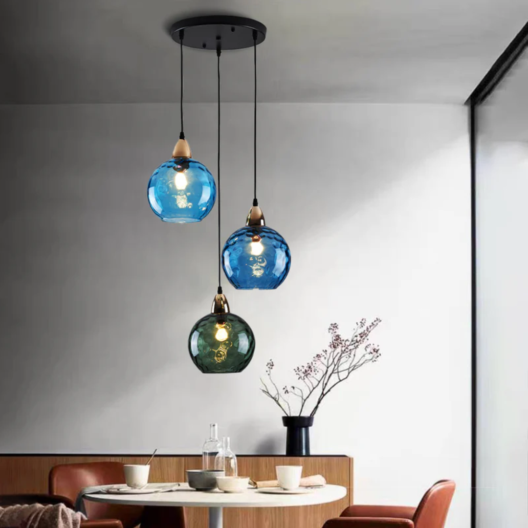Nowoczesna lampa wisząca z trzema lampami - Cascade-róża-Runda-Trend Polska