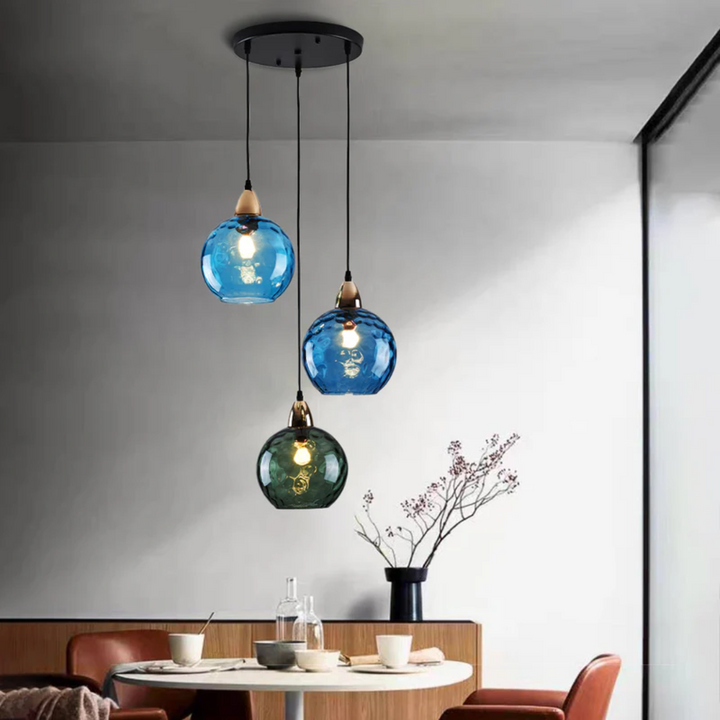 Nowoczesna lampa wisząca z trzema lampami - Cascade-róża-Runda-Trend Polska