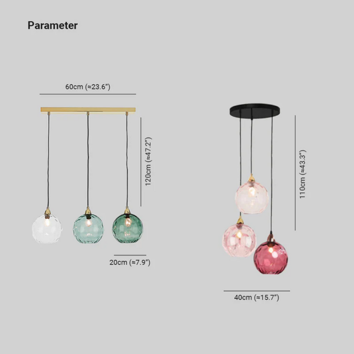 Nowoczesna lampa wisząca z trzema lampami - Cascade-róża-Runda-Trend Polska