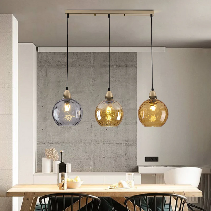 Nowoczesna lampa wisząca z trzema lampami - Cascade-róża-Runda-Trend Polska