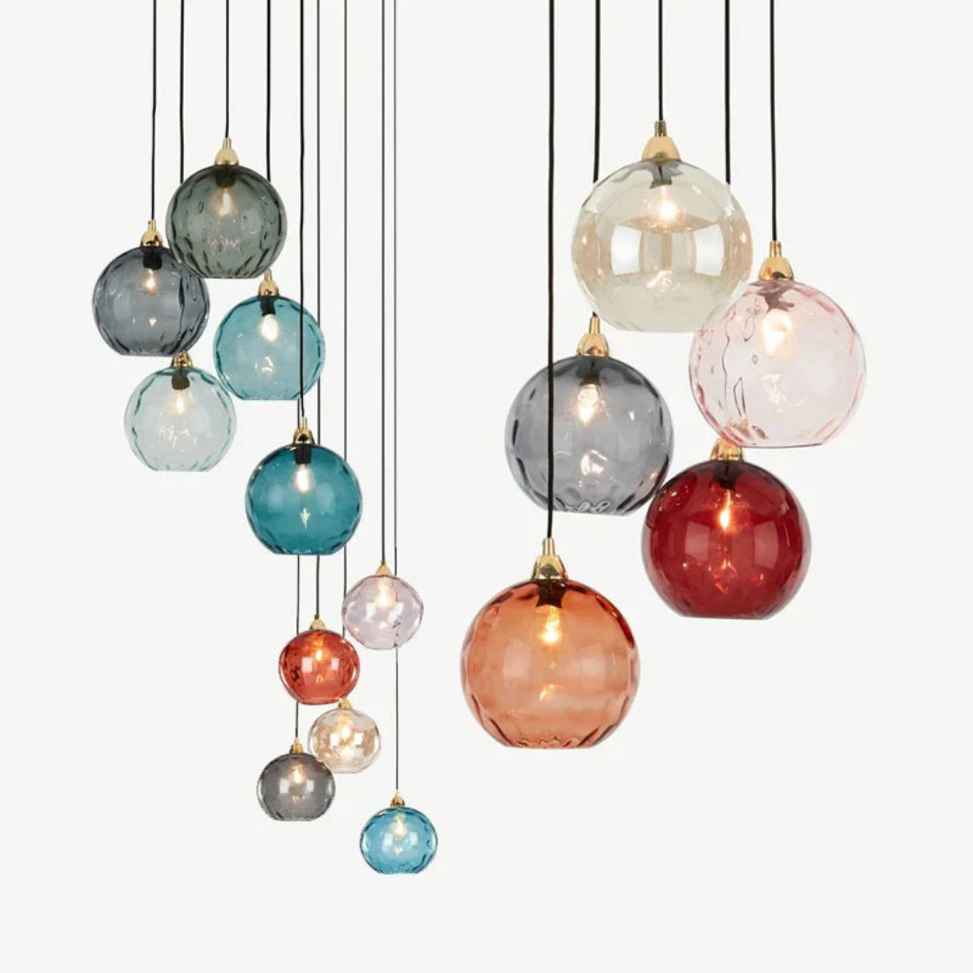 Nowoczesna lampa wisząca z trzema lampami - Cascade-róża-Runda-Trend Polska