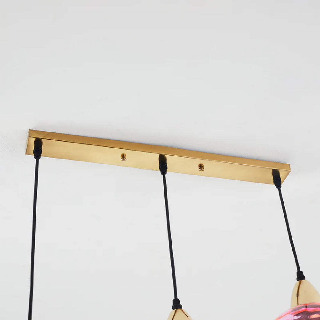 Nowoczesna lampa wisząca z trzema lampami - Cascade-róża-Runda-Trend Polska