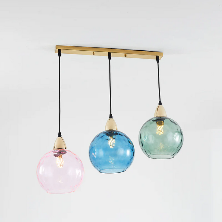 Nowoczesna lampa wisząca z trzema lampami - Cascade-róża-Runda-Trend Polska