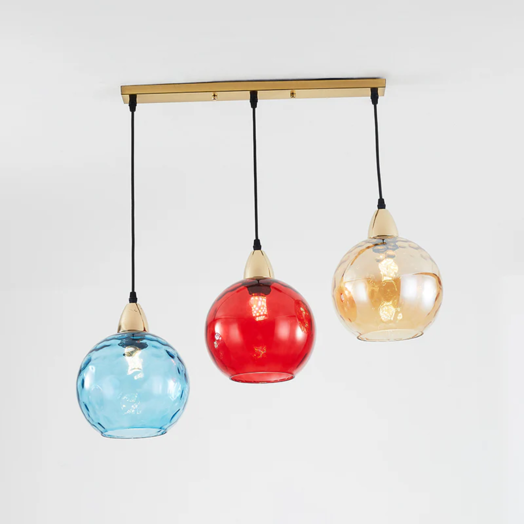 Nowoczesna lampa wisząca z trzema lampami - Cascade-róża-Runda-Trend Polska