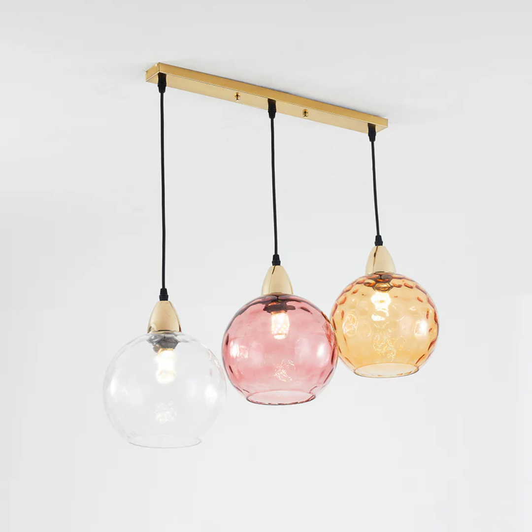 Nowoczesna lampa wisząca z trzema lampami - Cascade-róża-Runda-Trend Polska