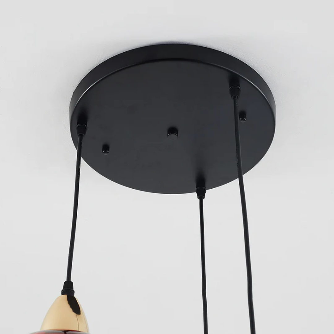 Nowoczesna lampa wisząca z trzema lampami - Cascade-róża-Runda-Trend Polska