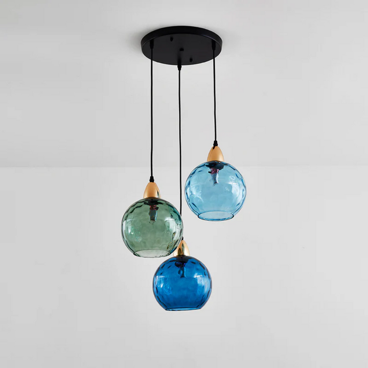 Nowoczesna lampa wisząca z trzema lampami - Cascade-zielony-Runda-Trend Polska