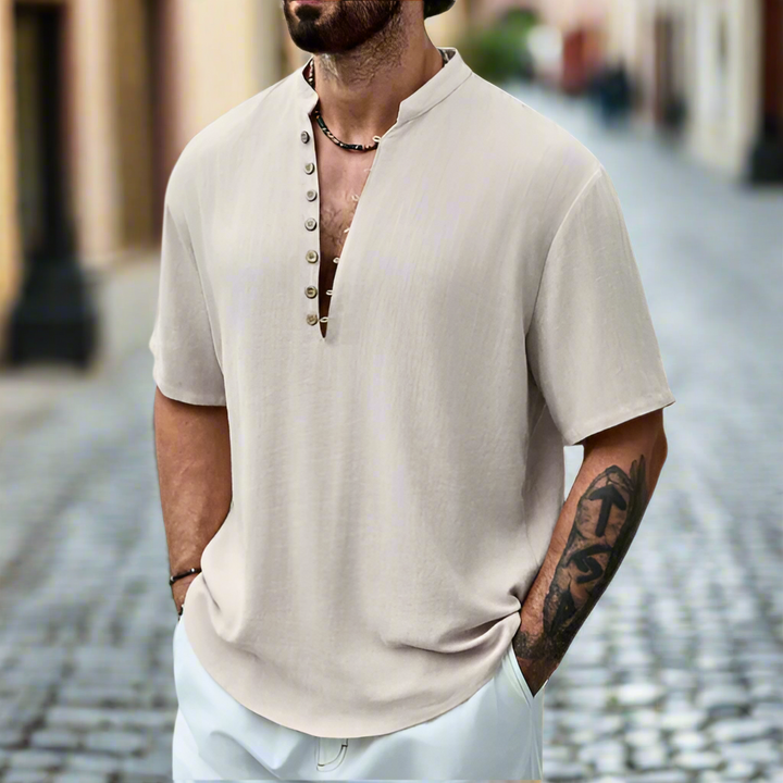 Nowoczesna lniana koszula – Renzo-Khaki-S-Trend Polska