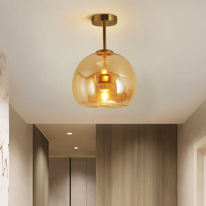 Nowoczesna okrągła lampa sufitowa LED - Aurelia-złoto-Lampy wiszące-Trend Polska