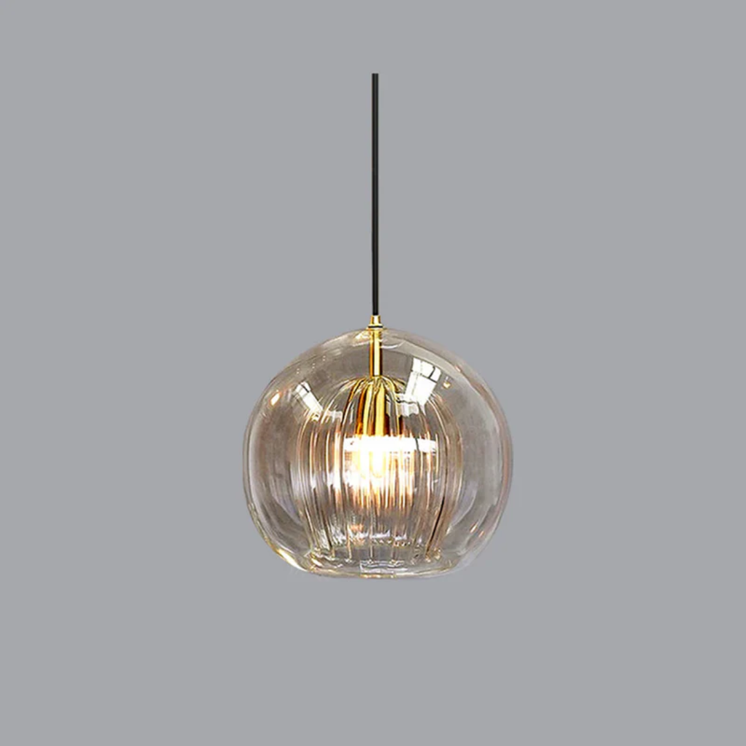 Nowoczesna okrągła lampa wisząca LED - Aurora Sphere-Amber-15 cm-Trend Polska