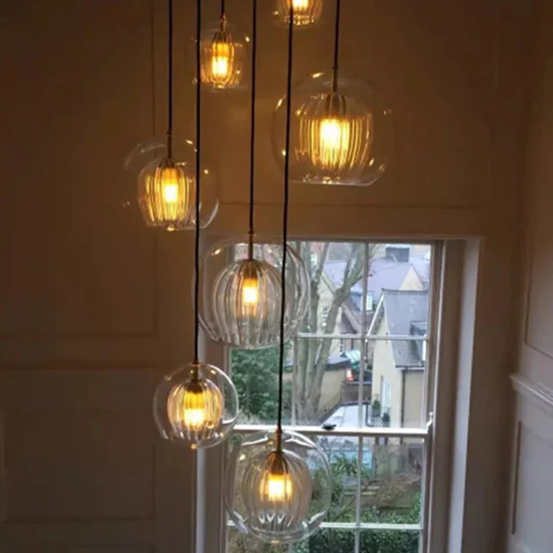 Nowoczesna okrągła lampa wisząca LED - Aurora Sphere-Amber-15 cm-Trend Polska