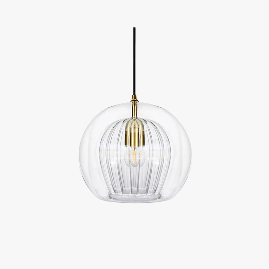 Nowoczesna okrągła lampa wisząca LED - Aurora Sphere-Amber-15 cm-Trend Polska
