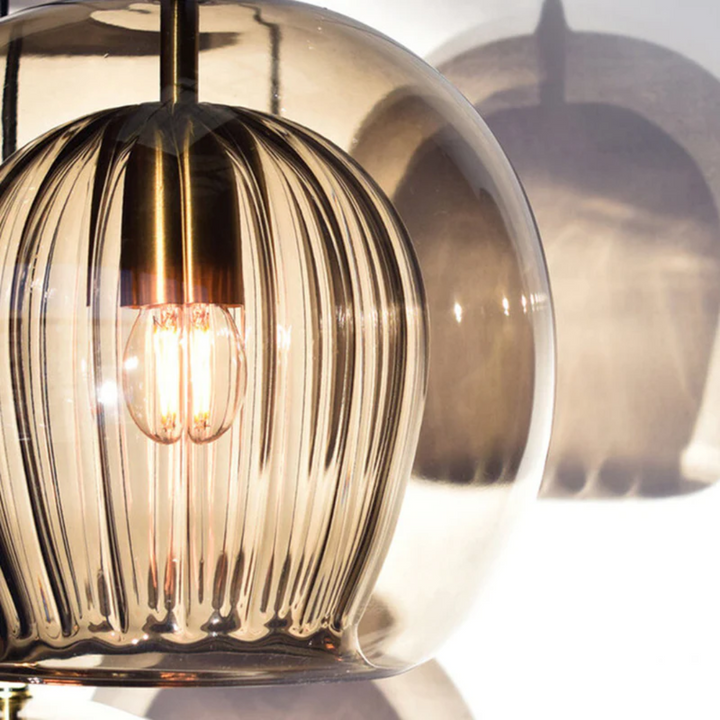 Nowoczesna okrągła lampa wisząca LED - Aurora Sphere-Amber-15 cm-Trend Polska