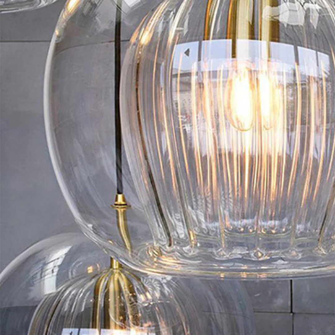 Nowoczesna okrągła lampa wisząca LED - Aurora Sphere-Amber-15 cm-Trend Polska