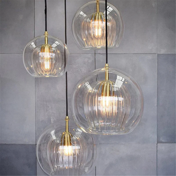 Nowoczesna okrągła lampa wisząca LED - Aurora Sphere-Amber-15 cm-Trend Polska