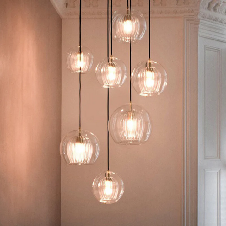 Nowoczesna okrągła lampa wisząca LED - Aurora Sphere-Amber-15 cm-Trend Polska