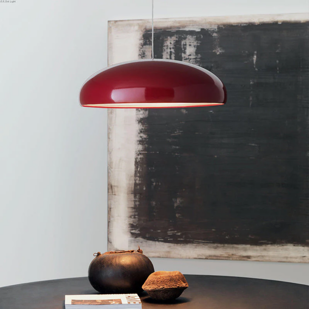 Nowoczesna Okrągła Lampa Wisząca LED - Serena-Bordeaux czerwony-Drzwi standardowe 35 cm-Trend Polska