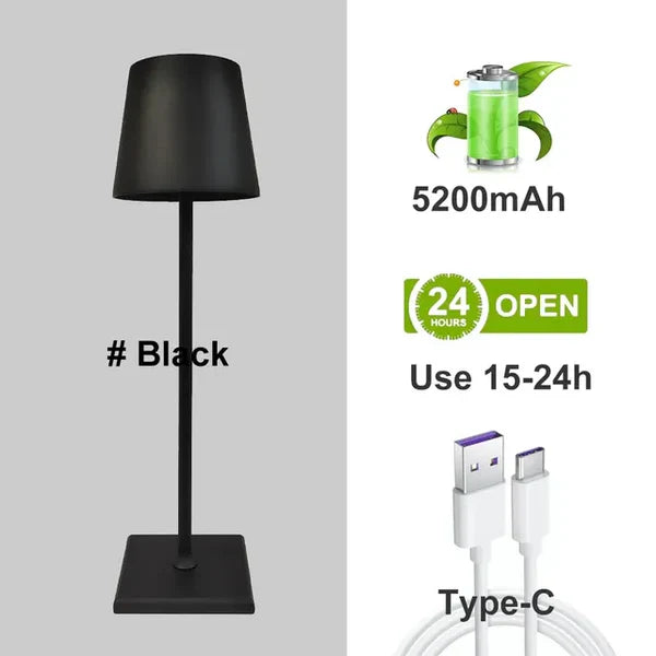 Nowoczesna Przenośna Aluminiumścięta Lampa Stołowa - LumiNova-Czarny-Trend Polska