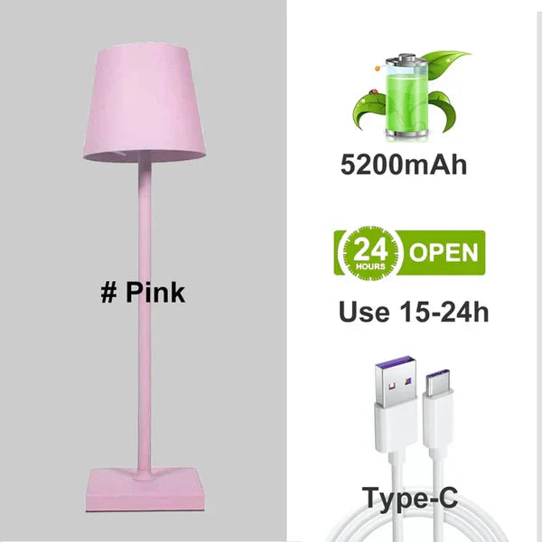Nowoczesna Przenośna Aluminiumścięta Lampa Stołowa - LumiNova-Różowy-Trend Polska