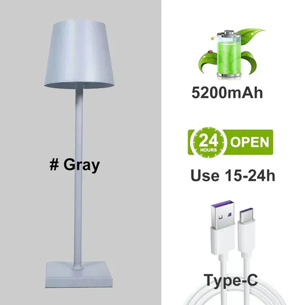 Nowoczesna Przenośna Aluminiumścięta Lampa Stołowa - LumiNova-Szary-Trend Polska