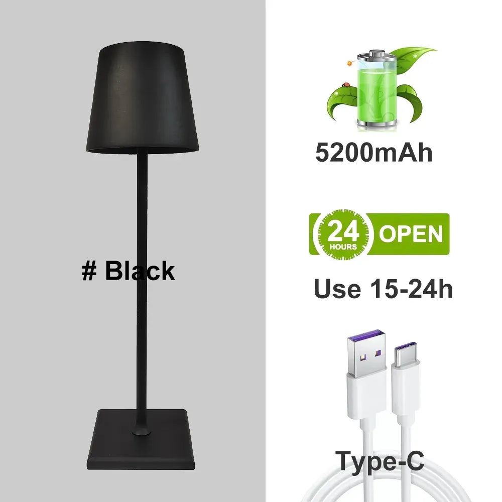 Nowoczesna Przenośna Aluminiumścięta Lampa Stołowa - LumiNova-Czarny-Trend Polska