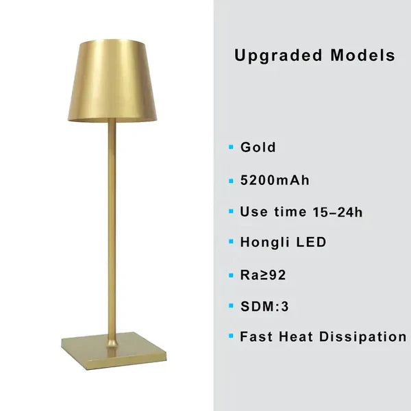 Nowoczesna Przenośna Aluminiumścięta Lampa Stołowa - LumiNova-Złoto-Trend Polska