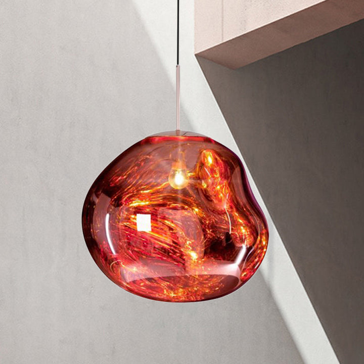 Nowoczesna szklana lampa sufitowa - LunaLux-Czerwony-20 cm-Trend Polska